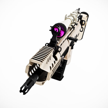 3d model of weapon with telescopic sight isolated on whiteの写真素材
