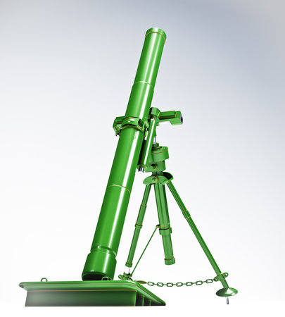 3d model of mine-thrower isolated on white backgroundの写真素材