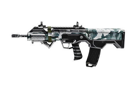 3d model automatic rifle with a collimator sight and silencer