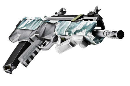 3d model automatic rifle with a collimator sight and silencer