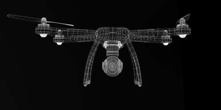 Drone 3D model on black background