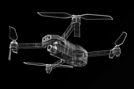 Drone 3D model on black background