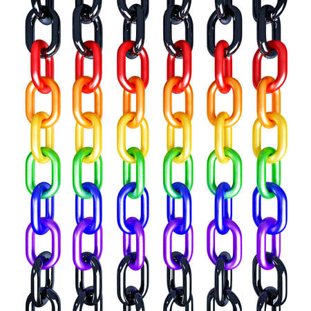 Rainbow chain 3d model isolated on white backgroundの写真素材