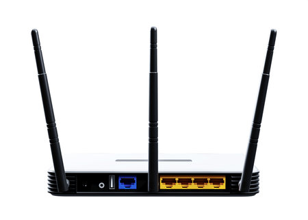 internet router 3d model isolated on white backgroundの写真素材