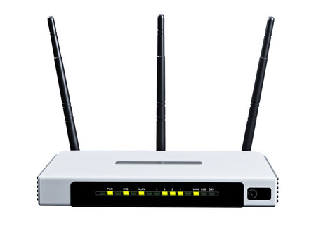 internet router 3d model isolated on white backgroundの写真素材