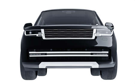 black SUV isolated on white background 3d modelの写真素材