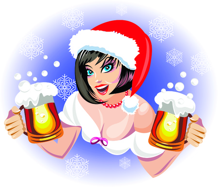 girl with beerのイラスト素材