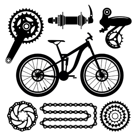 Bicycles. Set of bicycle partsのイラスト素材