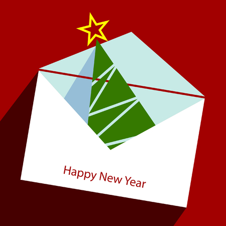 Congratulatory envelope with a Christmas treeのイラスト素材