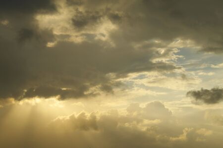 rosy cloudy in sunset just after tropical storm and sunshine appearsの写真素材