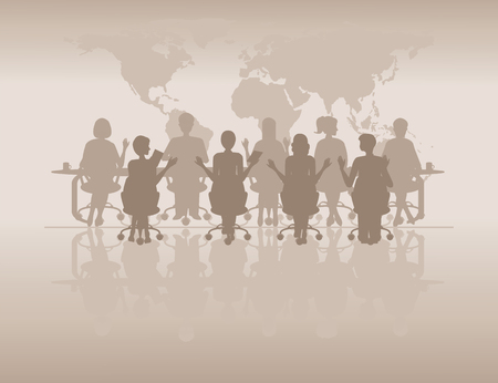 Business people silhouettes, Business meeting, teamwork, brainstorming in flat style, conceptual vector illustration.のイラスト素材