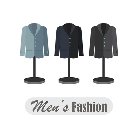 Dummies show a set of men's business wear, vector illustration.のイラスト素材