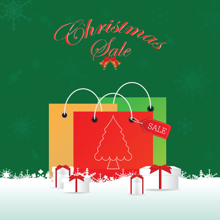 Christmas shopping bag with gifts, Christmas shopping idea concept vector illustration.のイラスト素材