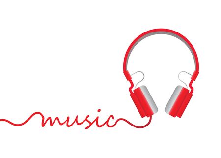 Red Headphones isolated on white background, vector illustration.のイラスト素材