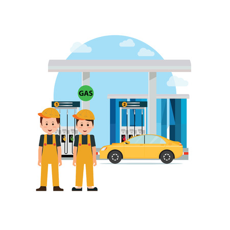 Gas petroleum petrol refill station, power and fuel vector illustration.のイラスト素材