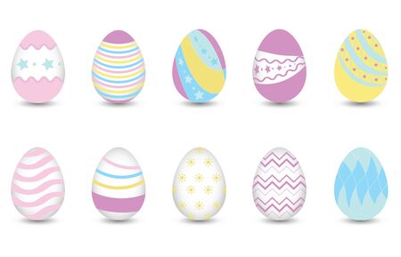 Easter eggs for decoration isolated on white background. Conceptual for Happy Easter vector illustration.のイラスト素材