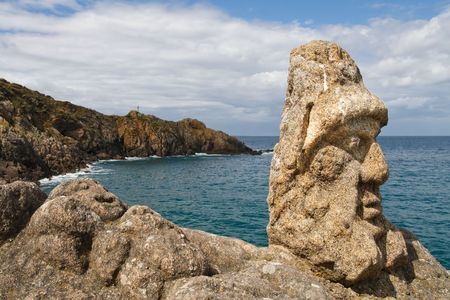 Les Rochers Sculptes (Sculptures) in Rotheneuf, Saint-Malo, Brittany, France.の写真素材