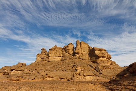 Akakus (Acacus) Mountains, Sahara, Libya - Bizarre sandstone rock formationsの写真素材