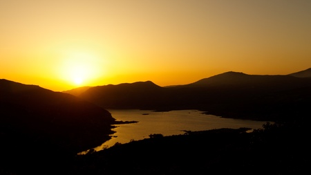 Beautiful Sunset at Lake Morena, California, USAの写真素材