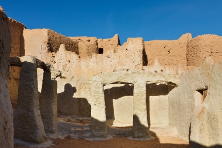 Traditional clay architecture in the Medina (Old Town) of Ghat, Libya.の写真素材