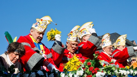 MAINZ, GERMANY - MARCH 7: The Rose Monday Parade (Rosenmontagszug) moves through the city March 7, 2011 in Mainz, Germany. It is the culmination of the annual carnival season.のeditorial素材
