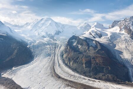 The Gorner Glacier (Gornergletscher) in Switzerland is the second largest glacier in the Alps.の写真素材