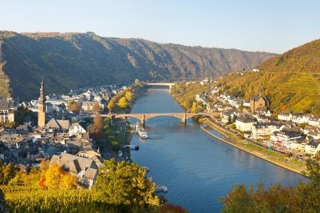 Cochem on the Moselle River (Mosel), Germany, on a sunny autumn day.