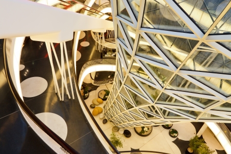 FRANKFURT - OCTOBER 21: MyZeil Shopping Mall on October 21, 2011, in Frankfurt. Designed by Massimiliano Fuksas, MyZeil was opened on February 26, 2009, and recorded 120,000 visitors on the first day.のeditorial素材