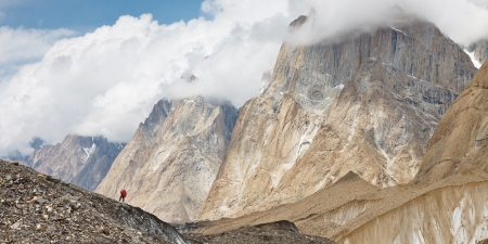 Trekking in the Karakorum Mountains in Pakistanの写真素材
