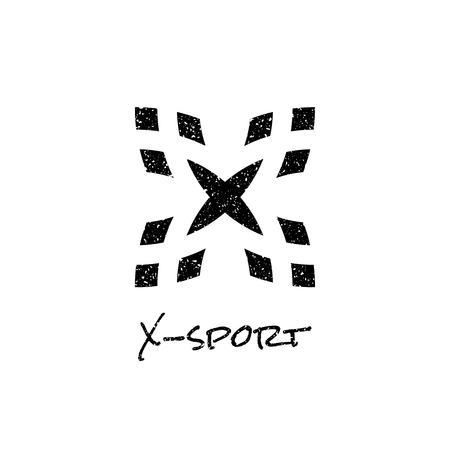 Letter X logo with dot white noise effect. isolated hand drawing logo.のイラスト素材
