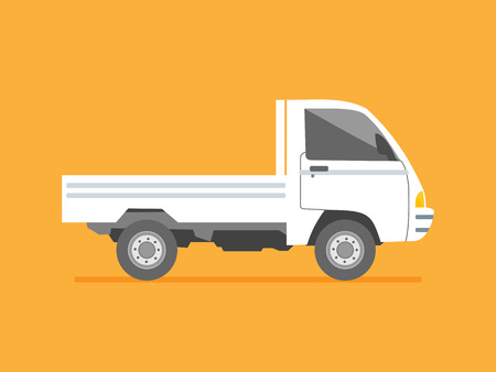 Isolated side view small delivery truck. Cargo delivery. Solid and Flat color design vector illustrationのイラスト素材