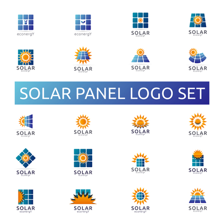 Solar panel energy logo set. business green energy concept designのイラスト素材