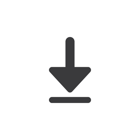 Download icon. Arrow down isolated perfect pixel with flat style in white background for UI, app, web site, logo. Vector illustration.のイラスト素材