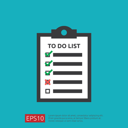 To do list or planning symbol icon in flat style. vector illustration concept of checklist paper sheet reminder with check marks.のイラスト素材