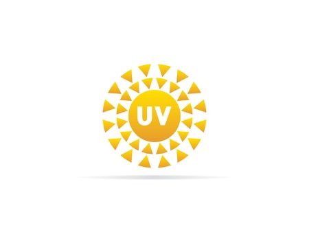 UV radiation icon, ultraviolet with sun symbol. vector illustration.のイラスト素材
