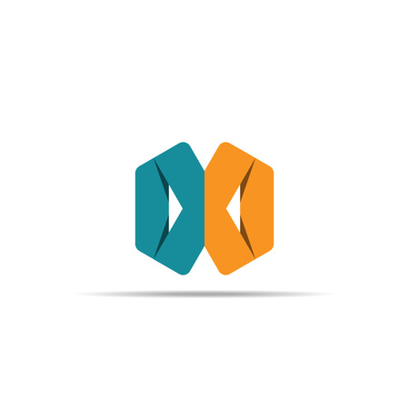 Abstract geometric letter X logo template with hexagonal element object. infinite cube box shape icon symbol design for mail, corporate business, apps, data technology. Vector illustration.のイラスト素材
