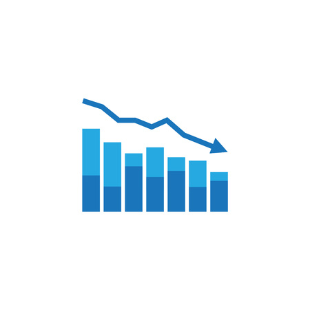 arrow decrease icon. dollar money fall down symbol. economy stretching rising drop. Business lost...
