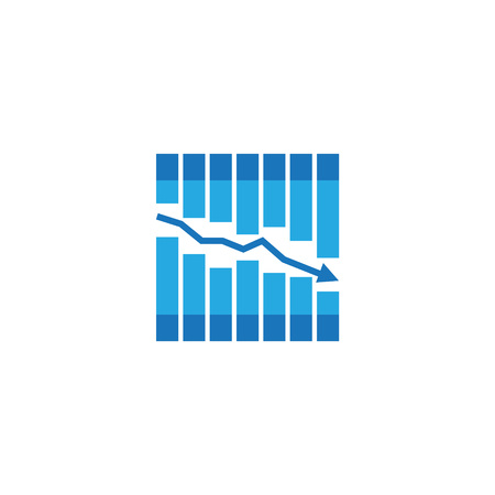 arrow decrease icon. dollar money fall down symbol. economy stretching rising drop. Business lost crisis decrease. cost reduction bankrupt icon. vector illustration.のイラスト素材