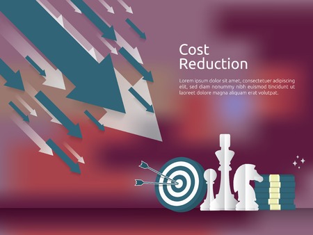 business finance crisis concept. money fall down symbol. arrow decrease economy stretching rising drop. lost crisis bankrupt declining. cost reduction strategy. loss of income. vector illustration.のイラスト素材