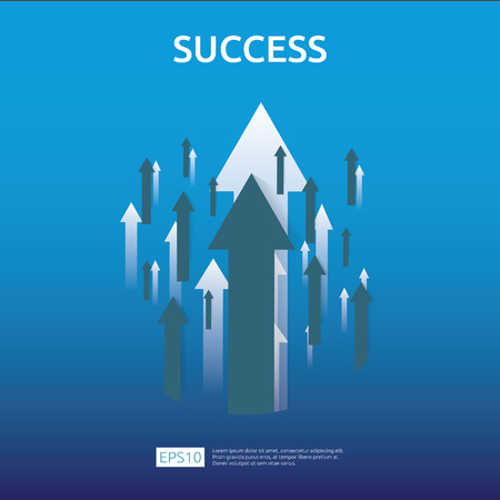 business growth arrows to success concept. Return on investment ROI. dollar stack pile coins and money bag. chart increase profit. Finance stretching rising up. banner flat style vector illustration.のイラスト素材