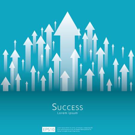 business arrow target direction concept to success. Finance growth vision stretching rising up. banner flat style vector illustration. Return on investment ROI. chart increase profitのイラスト素材