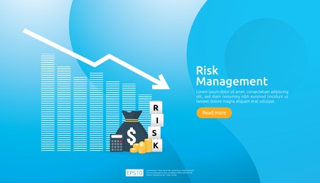 Risk Management and financial identifying. evaluating and challenge in business prevent protect. company performance analysis concept. Idea of business and market for banner or landing page designのイラスト素材
