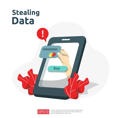 password phishing attack. stealing personal data. internet security concept for web landing page, banner, presentation, social, and print media template. Vector illustrationのイラスト素材