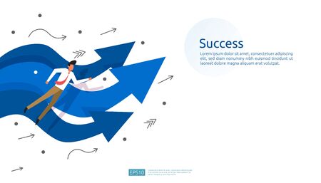 business man and arrow direction for vision, business growth, teamwork leader and success concept. background for presentation or web banner template. finance digital goal vector illustrationのイラスト素材