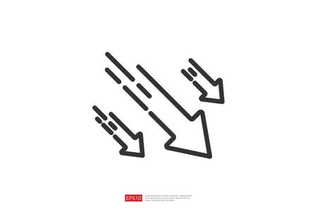 arrow decrease icon symbol. economy stretching rising drop fall down. Business lost crisis decrease....
