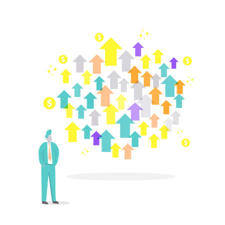 income salary rate increase concept illustration with people character and arrow. Finance...