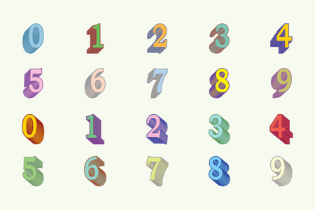 set of number vintage style. old retro latin sign symbol numbers flat vector illustration