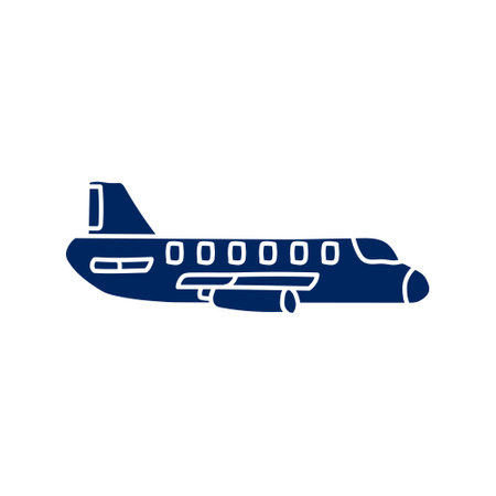 airplane silhouette doodle icon on white background. simple ink hand drawn Vector illustrationのイラスト素材