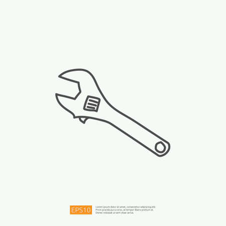 maintenance service concept icon with wrench sign symbol. engineering related icon for plumbing, industrial, construction. stroke line vector illustrationのイラスト素材