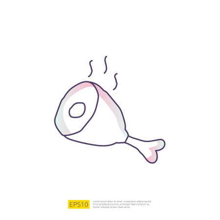 meat doodle icon for cooking concept. Gradient fill line sign symbol vector illustrationのイラスト素材